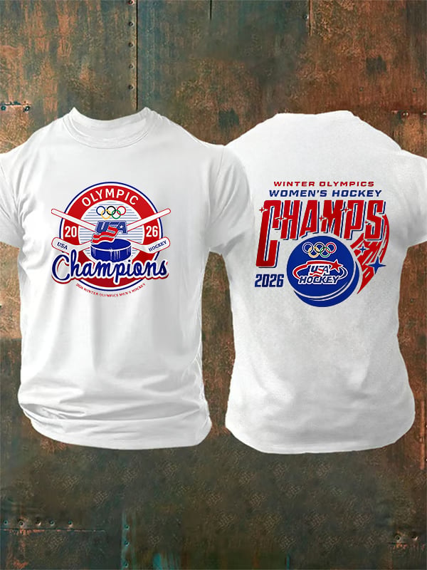 Men's  Ice Hockey Print Casual T-Shirt