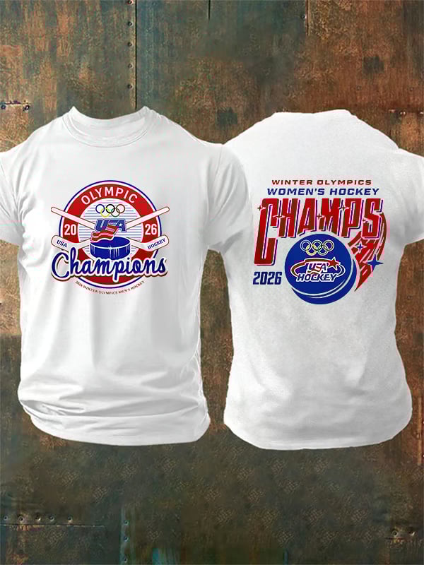 Men's  Ice Hockey Print Casual T-Shirt