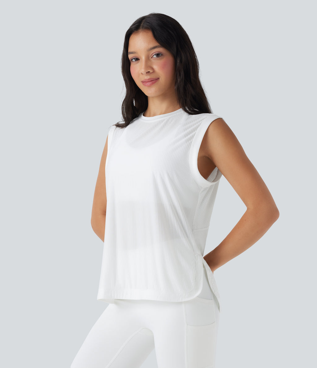 Round Neck Curved Hem Quick Dry Yoga Tank Top