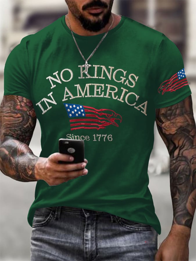 🔥Buy 3 Get 15% Off🔥Men's Retro No Kings In America Since 1776 Print T-Shirt