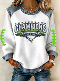 Women's Football Print Long-Sleeved Sweatshirt