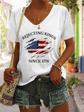 🔥Buy 3 Get 15% Off🔥Women's “Rejecting Kings Since 1776” Print Casual T-Shirt