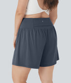 SoftlyZeroTM Airy Super High Waisted 2-in-1 Cool Touch Yoga Plus Size Shorts 7" with Pockets