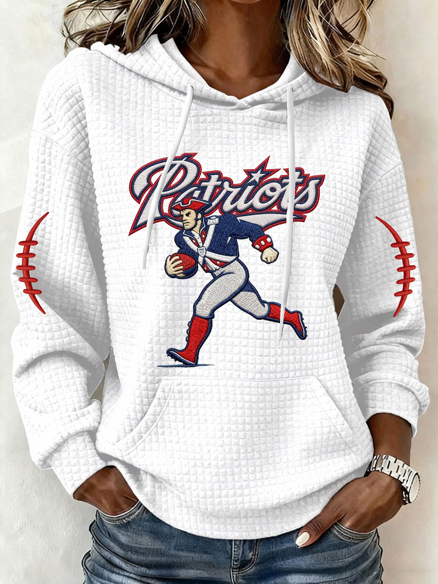 Women’s Football Graphic Waffle Knit Hoodie