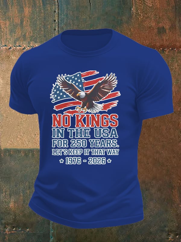 🔥Buy 3 Get 15% Off🔥Men's   No Kings USA Patriotic Tee ,250 Years of Democracy printed T-shirt