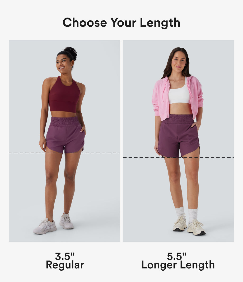 BreezefulTM High Waisted Pockets 2-in-1 Curved Hem Quick Dry Running Shorts 5.5''-Longer Length