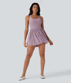 Mesh 2-in-1 Mini Dance Active Dress with Pocket