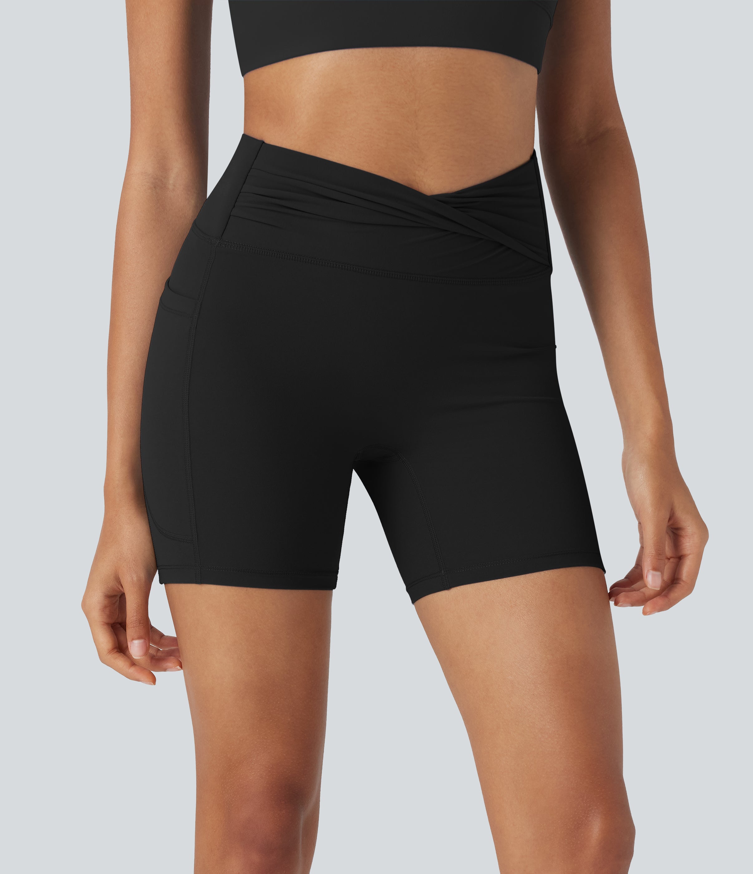 UltraSculptTM High Waisted Yoga Biker Shorts 5'' with Pockets