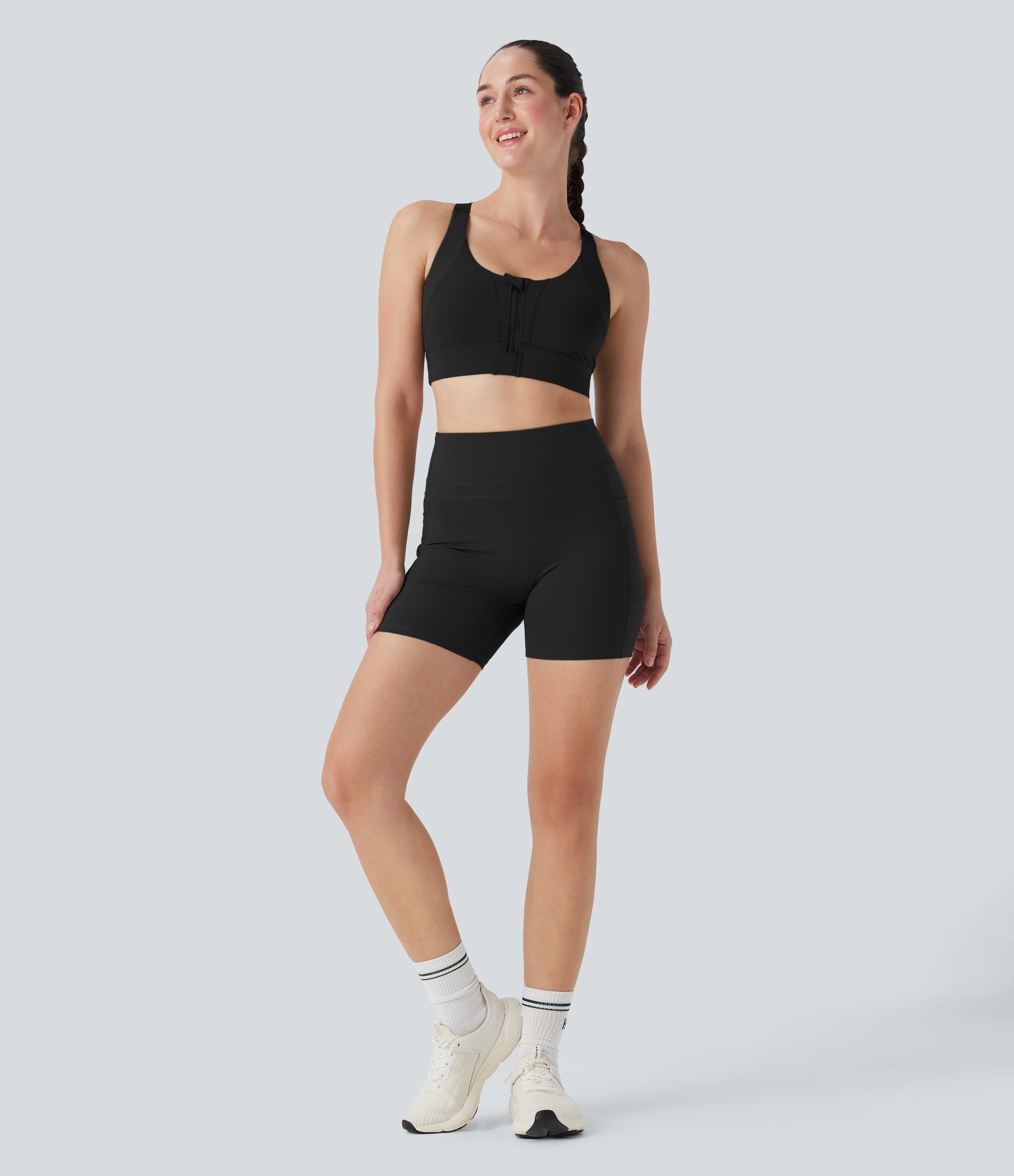 High Waisted Training Biker Shorts 5'' with Pockets