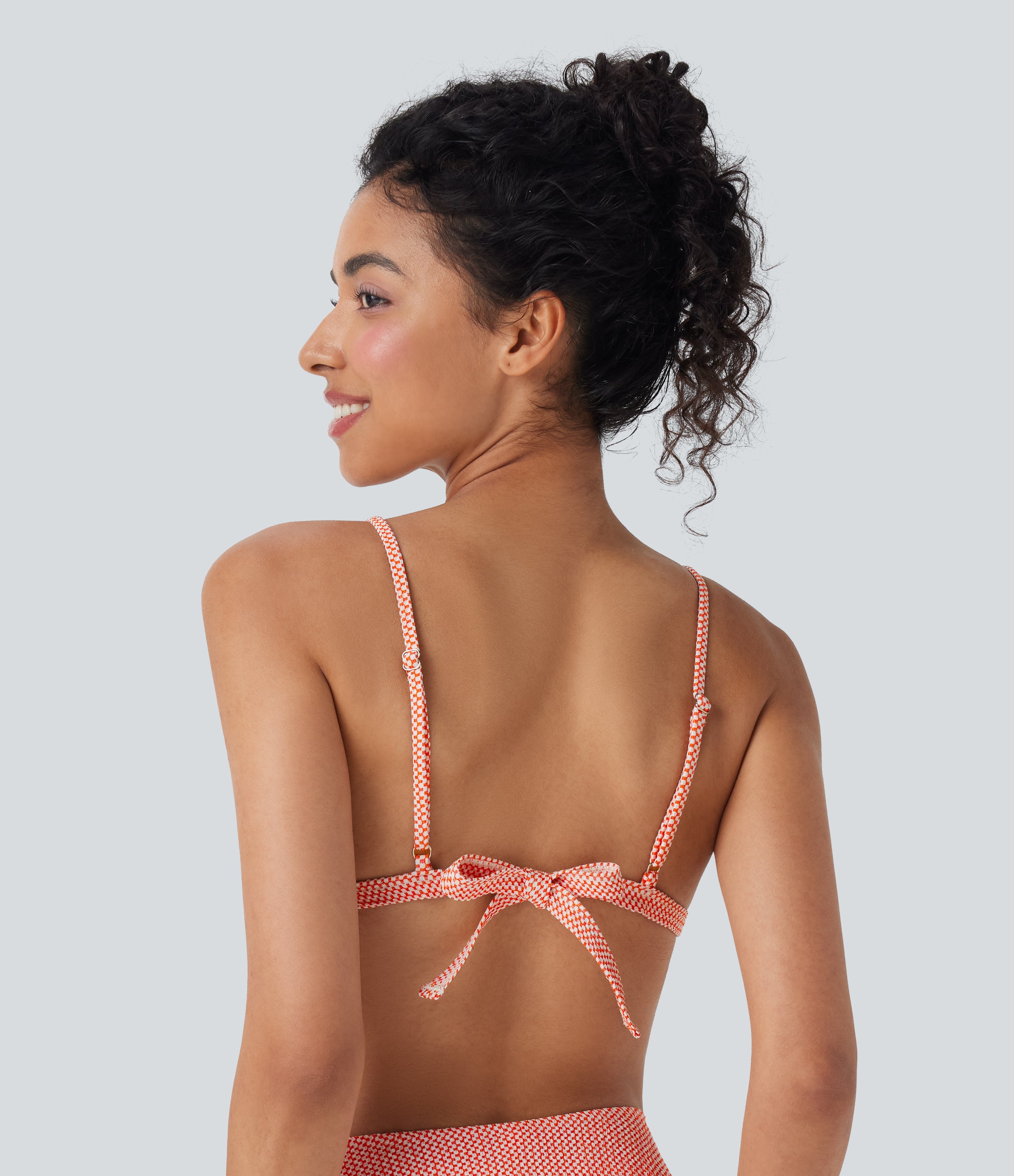 Tie Back Gingham Bikini Top Swimsuit