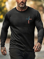 Men's Stand For The Flag Kneel For The Cross Print T-Shirt