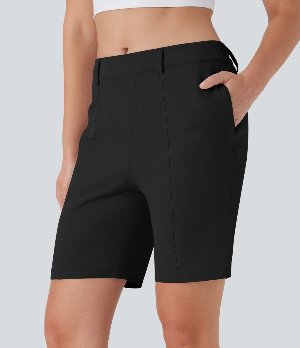 Quick Dry Mid Rise Casual Bermuda Shorts with Pockets-UPF 40+