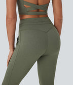 High Waisted Drawstring Pedal Pusher Quick Dry Yoga Joggers with Pockets