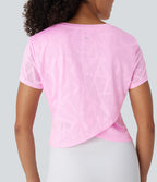 Seamless Flow Jacquard Crossover Hem Yoga Sports Top