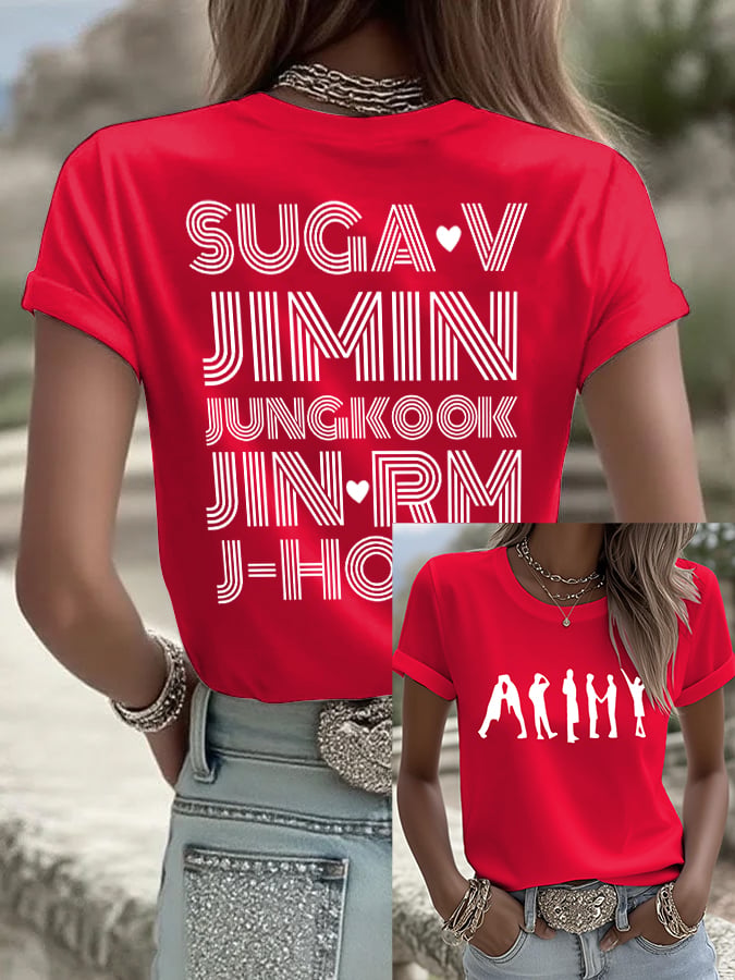 Women's BTS Fan Print Short-Sleeve T-Shirt