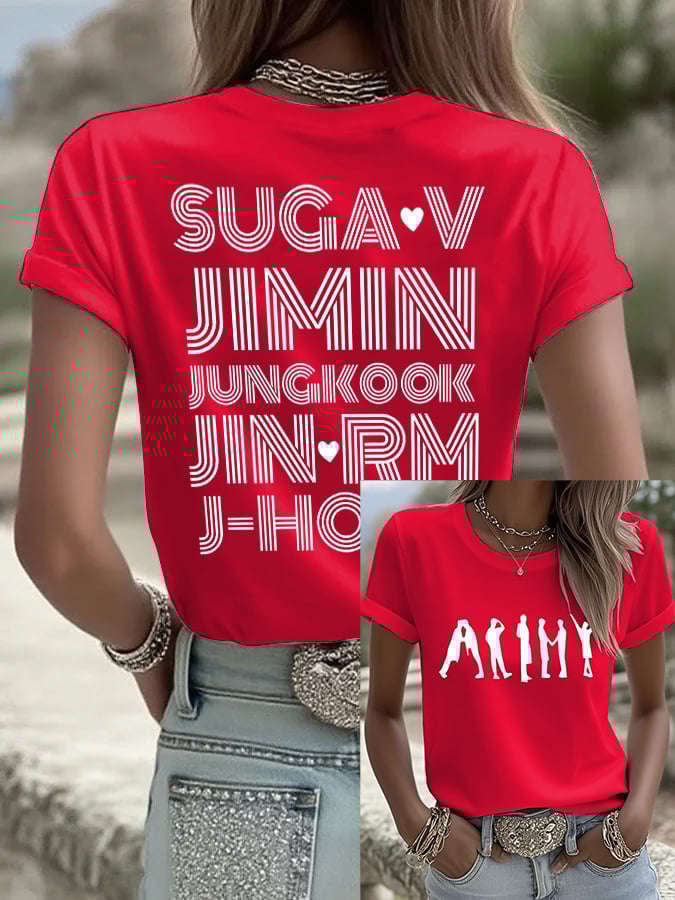 Women's BTS Fan Print Short-Sleeve T-Shirt