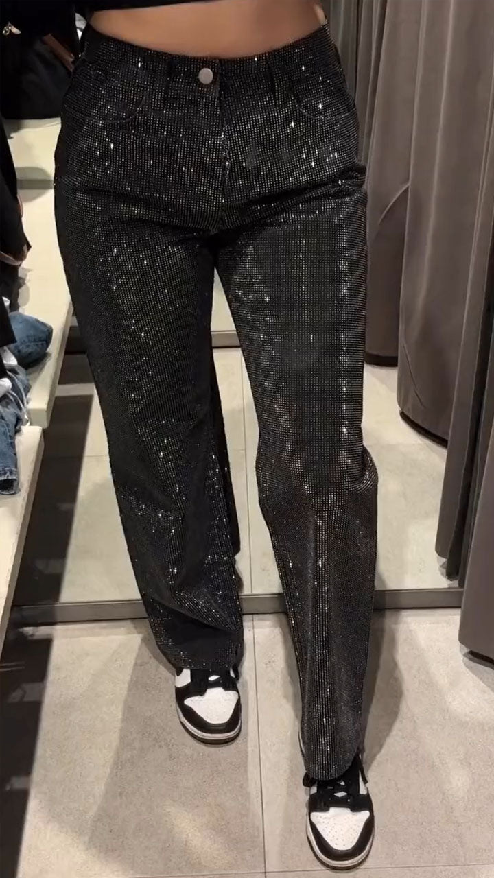 Women's Autumn Casual Diamond Glitter Jeans