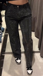 Women's Autumn Casual Diamond Glitter Jeans