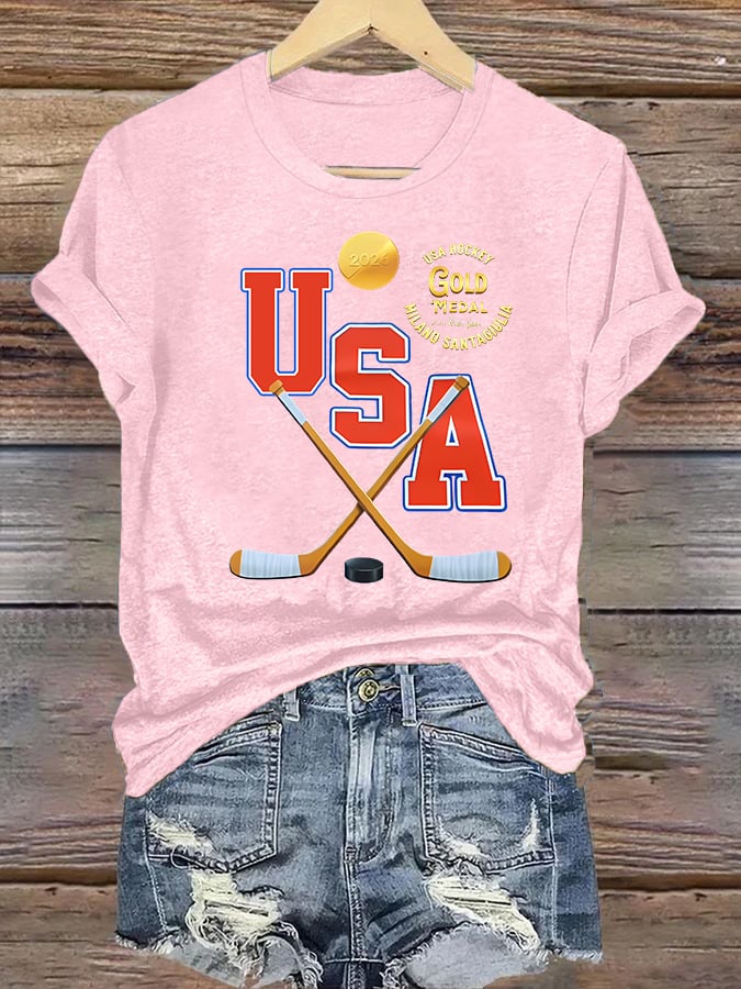 Women's  USA  Funny  Print T-Shirt