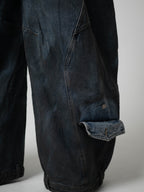 Fashion Asymmetric Placket Cocoon Silhouette Washed Jeans
