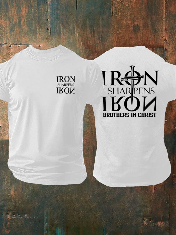 Men's Iron Sharpen Iron Printed Christian T-shirt