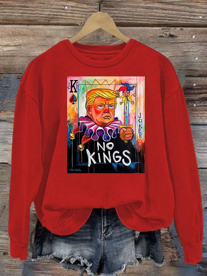 Women's   No Kings In America Print Casual  Sweatshirt