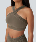Light Support Crossover Cut Out Yoga Sports Bra