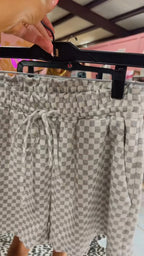 Ladies' Drawstring Plaid Casual Shorts