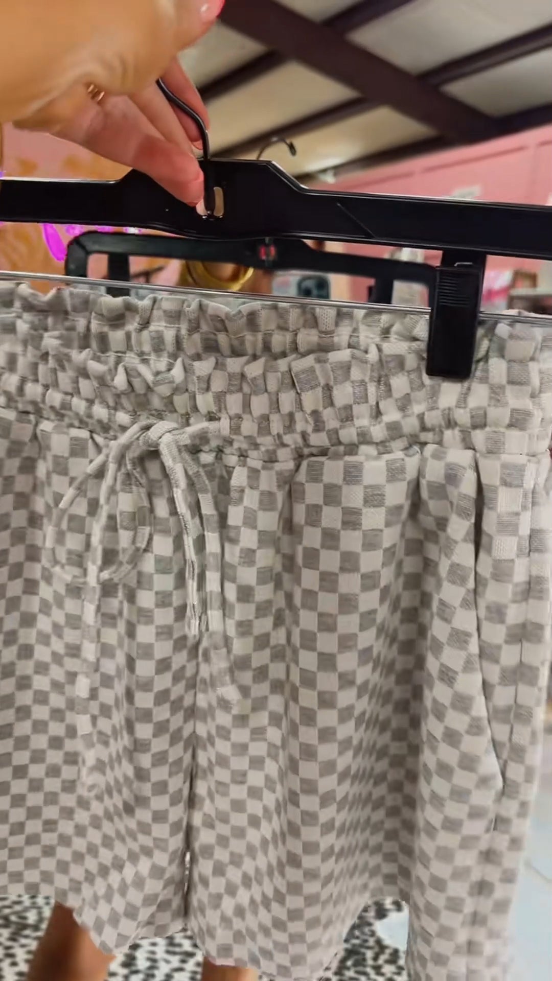 Ladies' Drawstring Plaid Casual Shorts