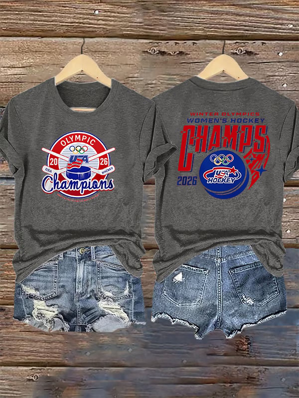 Women's  Ice Hockey Print Casual T-Shirt