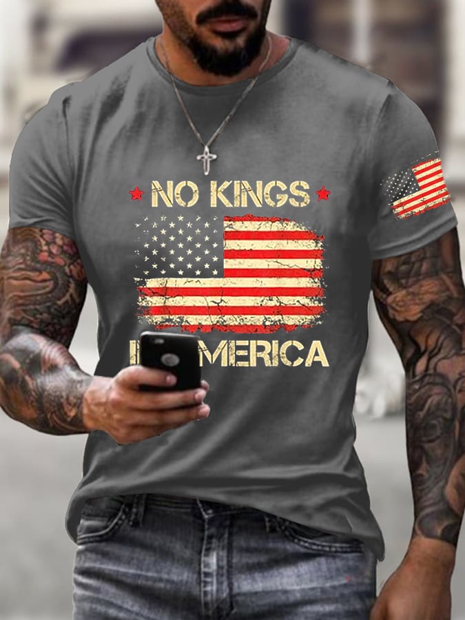 🔥Buy 3 Get 15% Off🔥Men's  No King in America Print Casual  T-Shirt