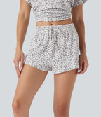 Mid Rise Drawstring Leopard Print Lounge Shorts 2''