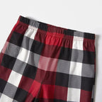 Christmas Family Matching Pajamas-Red and Gray Plaid Pjs set with Slogan and Christmas Pattern Print