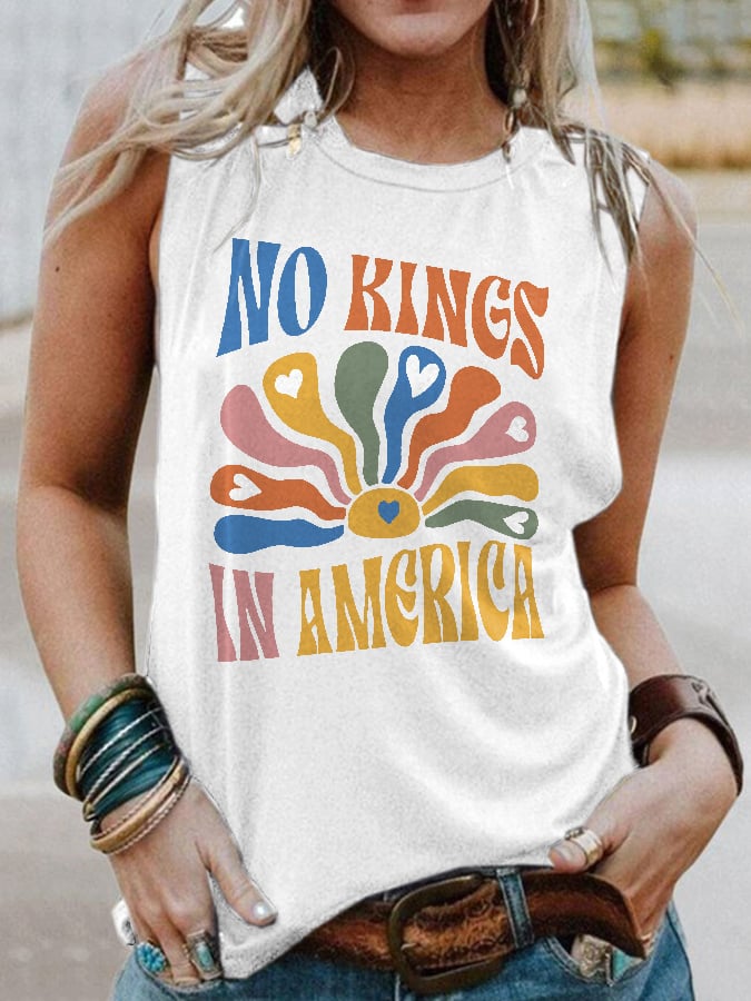 🔥Buy 3 Get 15% Off🔥Retro No Kings In America Print Tank Top