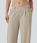 Quick Dry Low Rise Inside Drawstring Straight Leg Casual Pants with Pockets-UPF 40+