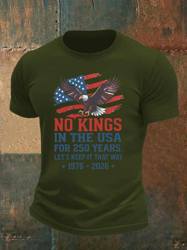 🔥Buy 3 Get 15% Off🔥Men's   No Kings USA Patriotic Tee ,250 Years of Democracy printed T-shirt