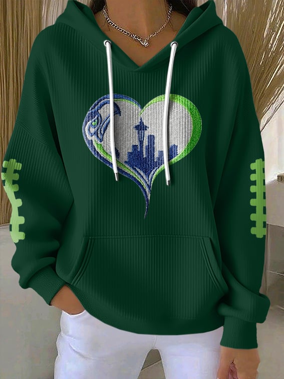 Women's Rugby Print Casual Hoodie