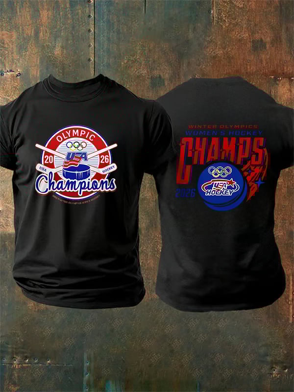 Men's  Ice Hockey Print Casual T-Shirt