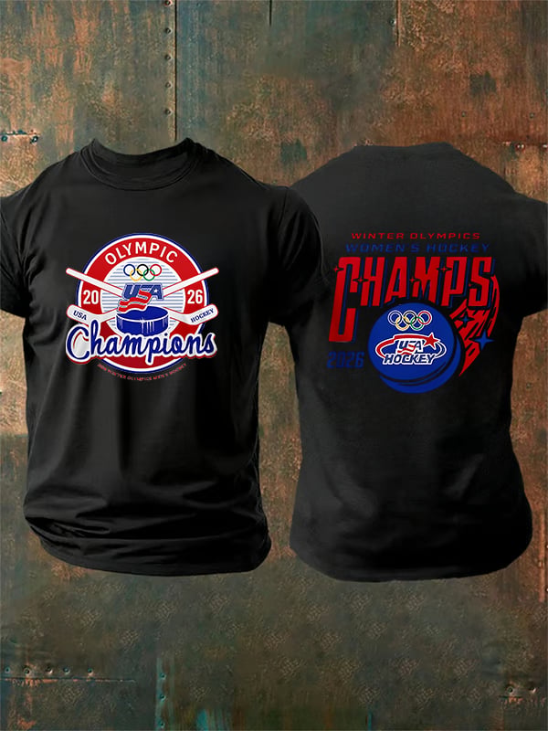 Men's  Ice Hockey Print Casual T-Shirt