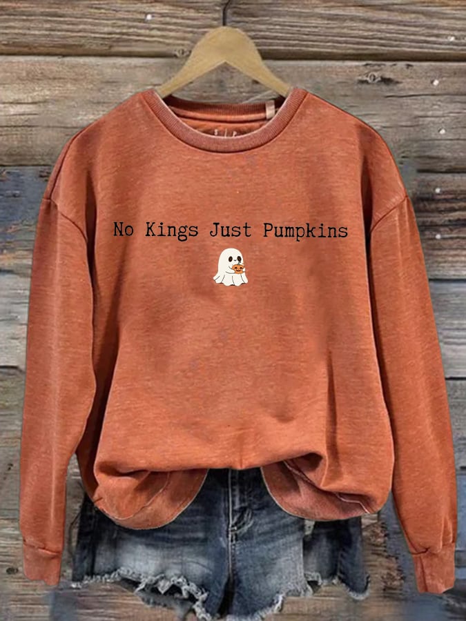 🔥Buy 3 Get 15% Off🔥Women's No Kings Just Pumpkin Printed Sweatshirt