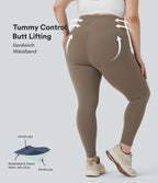 Plus Size UltraSculptTM SoCinched High Waisted Butt Lifting Tummy Control Shaping Training Leggings with Pockets