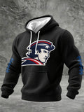 Men's rugby print hooded sweatshirt