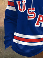 Retro Men's USA Ice Hockey Print Hoodie