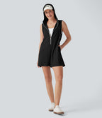 Hooded Sleeveless Zipper Casual Jumpsuit with Pockets
