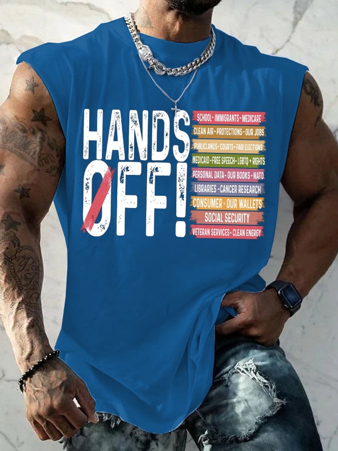 🔥Buy 3 Get 15% Off🔥Men'S Retro Hands Off Protest Print Tank Top