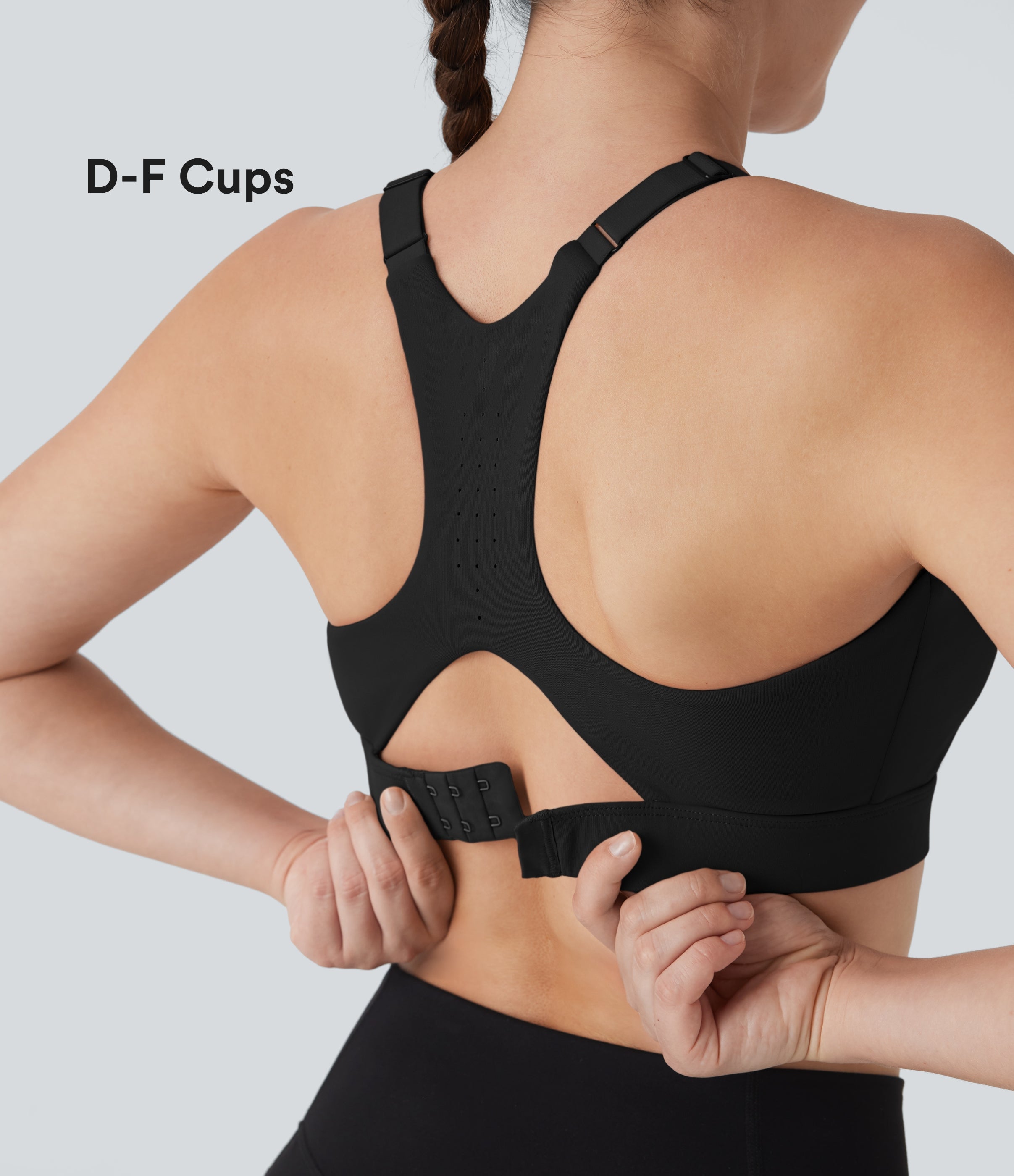 SpeedWaveTM Medium Support Molded Cups Perforated Adjustable Hook Quick Dry Training Sports Bra-D/DD/DDD/F Cups