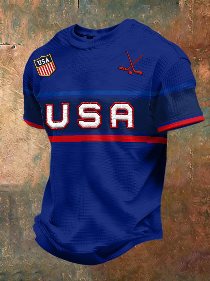 Men's Ice Hockey Print Short-Sleeve T-Shirt