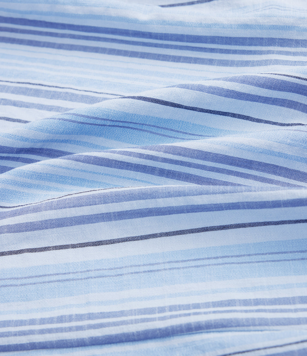 High Waisted Stripe Wide Leg Linen-Feel Pants with Pockets