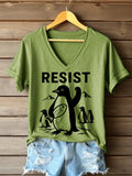 🔥Buy 3 Get 15% Off🔥Women's Penguins Resist Printed V Neck T-shirt