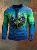 Men's Football Print Henley T-Shirt